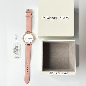 Michael Kors MK2590 Parker Mother of Pearl Dial Pink Leather Strap Women's Watch
